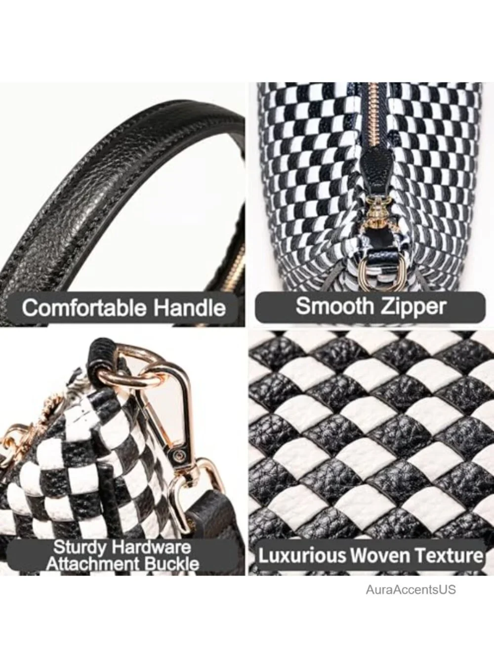 Woven Shoulder Bag Crescent Tote Y2K Vegan Leather Hobo Crossbody